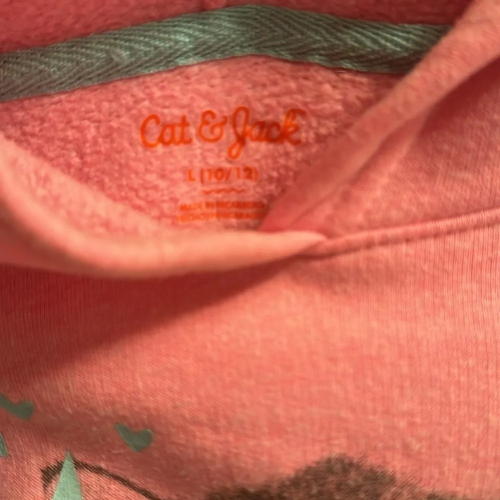Cat & Jack Pink Hooded Cat Sweatshirt Girls L (10/12)